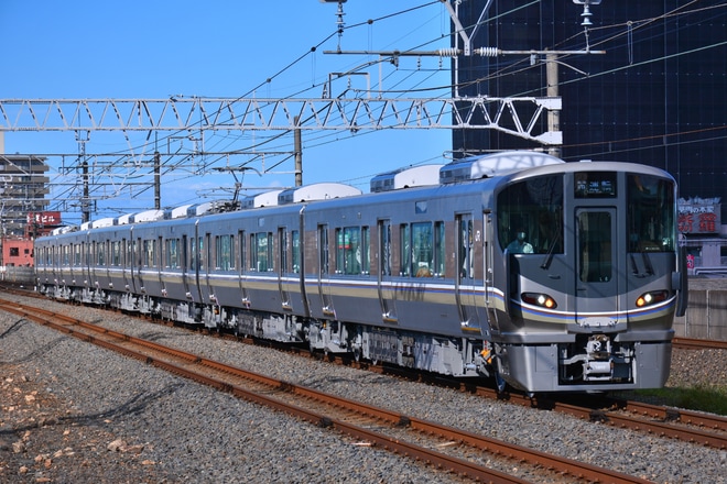 【JR西】225系L6編成 近畿車輛出場試運転を堅田駅で撮影した写真