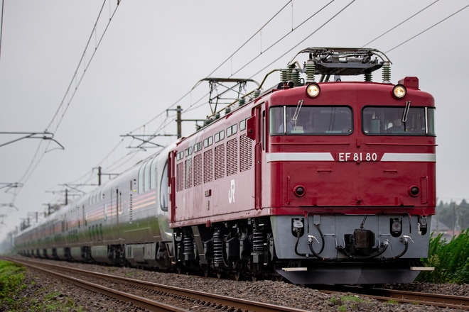 【JR東】常磐線経由のカシオペア試運転列車がEF81-80牽引で運転を不明で撮影した写真
