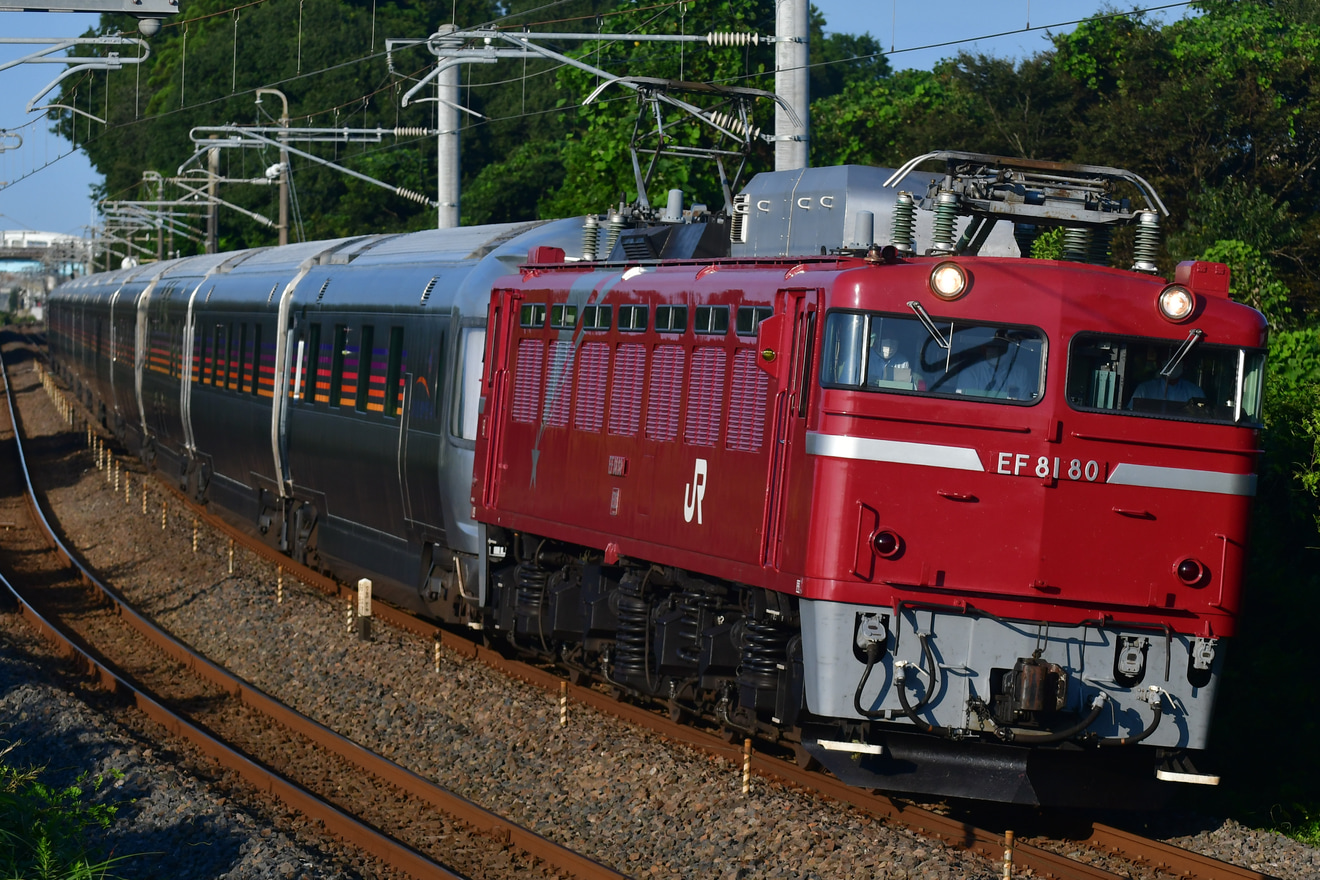 【JR東】常磐線経由のカシオペア試運転列車がEF81-80牽引で運転の拡大写真