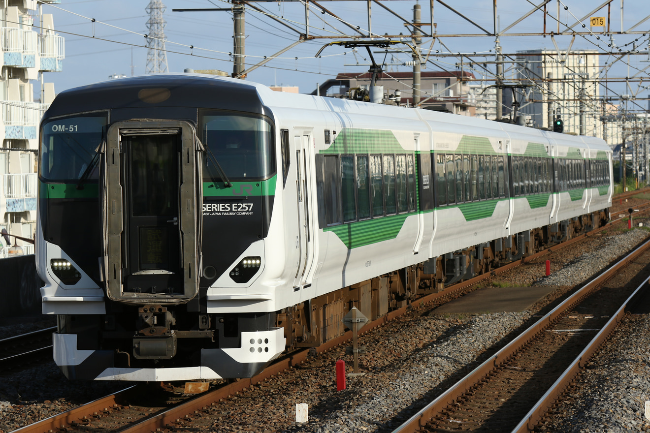 【JR東】E257系5500番台OM-51編成新金貨物線で乗務員訓練の拡大写真