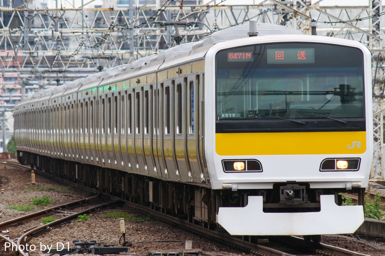 【JR東】E231系ミツA519編成東京総合車両センター出場回送の拡大写真