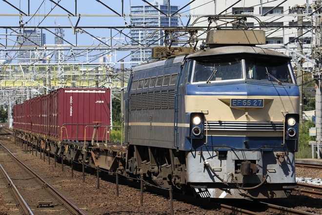 【JR貨】EF66-27:A6運用 1552レ(10月3日)を熱田駅で撮影した写真