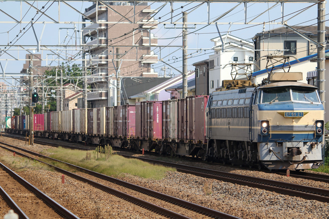 【JR貨】EF66-27:A12運用 99レ旅客線迂回(10月6日)を藤沢～辻堂間で撮影した写真