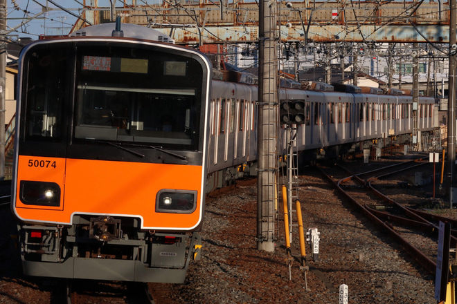 【東武】50070型51074F ATO調整試運転を坂戸駅で撮影した写真