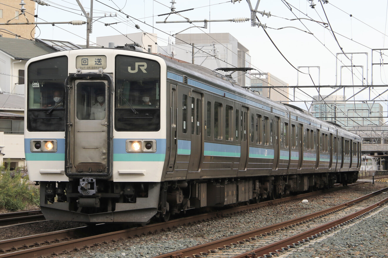 【JR海】飯田駅に留置されていたJR東の211系N303編成返却の拡大写真
