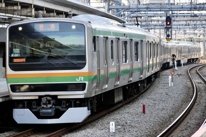 【JR東】E231系K-20編成機器更新工事を終えて東京総合車両センター出場を大崎駅で撮影した写真