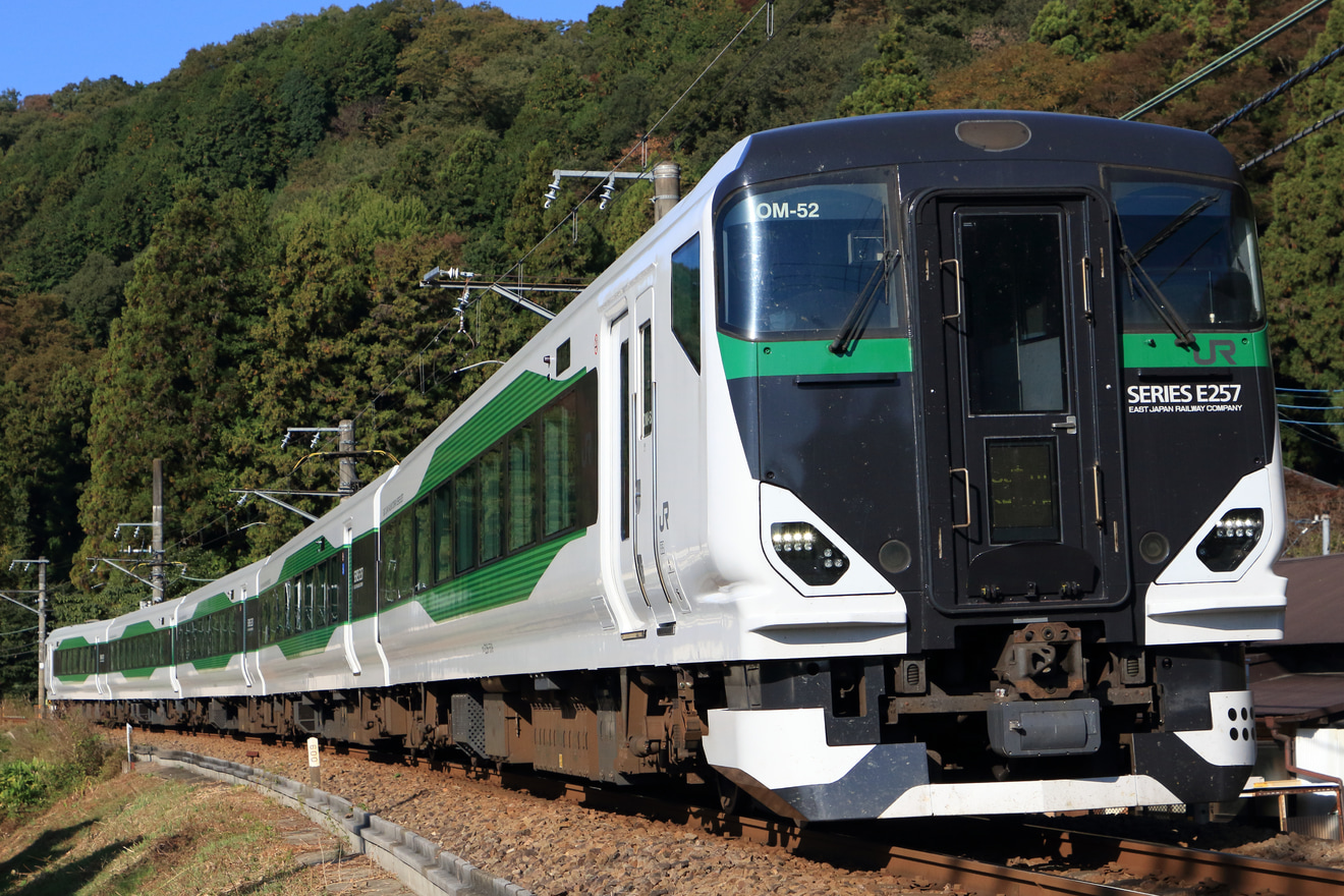 【JR東】E257系5500番台OM-52使用 臨時特急「あたみ号」運転の拡大写真