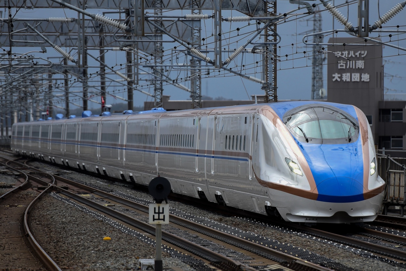 【JR東】E7系F35編成新幹線総合車両センター出場試運転の拡大写真