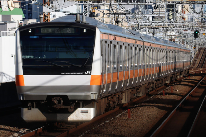 【JR東】E233系トタT38編成東京総合車両センター出場回送を阿佐ヶ谷駅で撮影した写真