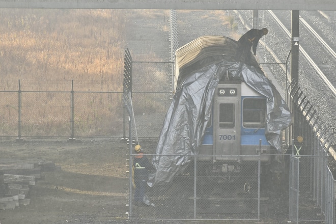 【北総】7000形7001号車のカバーが外された状態で目撃されるを西白井駅付近で撮影した写真