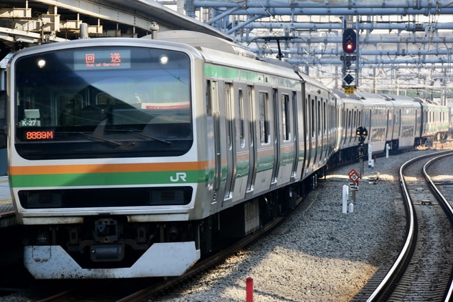 【JR東】E231系K-27編成東京総合車両センター出場回送を大崎駅で撮影した写真