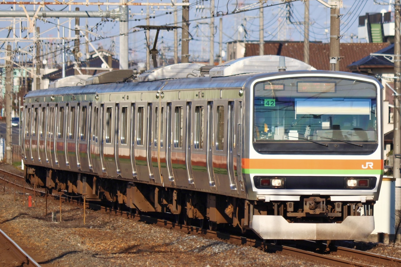 【JR東】E231系3000番台ハエ42編成宇都宮線内試運転の拡大写真