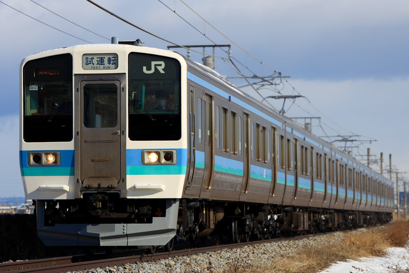 【JR東】211系N614編成長野総合車両センター出場試運転の拡大写真