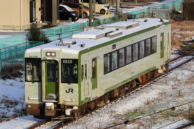 【JR東】キハ110-216車内放送確認に伴う試運転を新津駅で撮影した写真