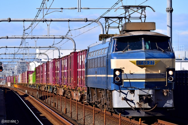 【JR貨】EF66-27:A21運用 隅田川シャトル(20220113)を越谷レイクタウン駅で撮影した写真