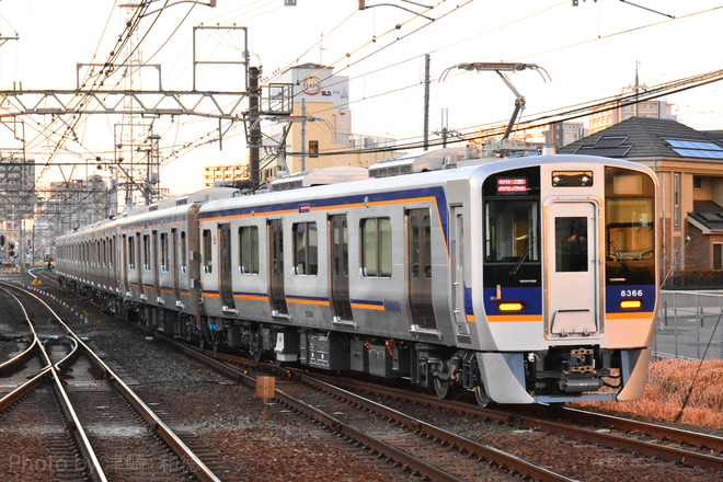 【南海】8300系8318F+8716Fが千代田工場へ入場を白鷺駅で撮影した写真