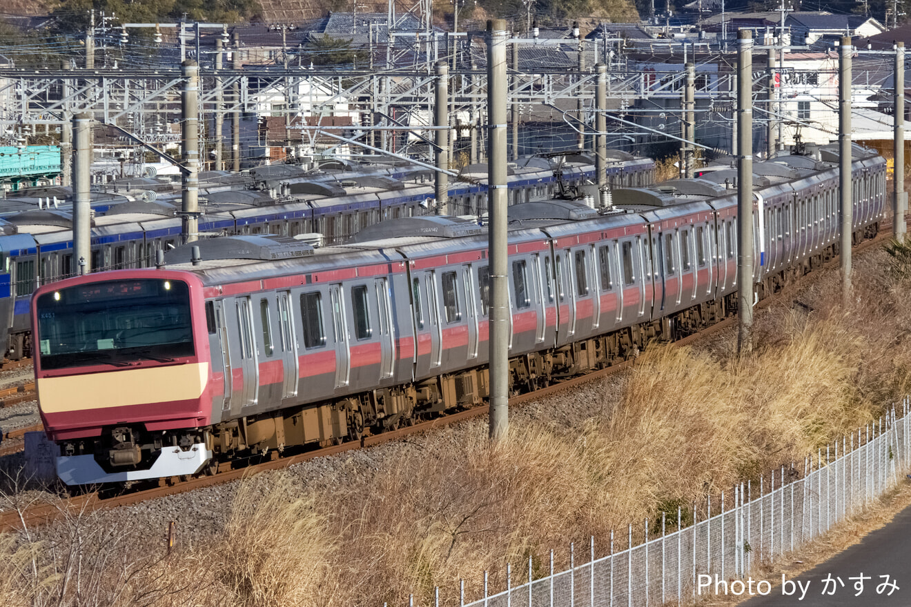 【JR東】E531系「赤電」ラッピング編成、友部以南入線開始の拡大写真