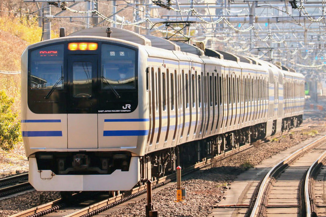 【JR東】E217系Y-31編成東京総合車両センター入場回送を原宿駅で撮影した写真