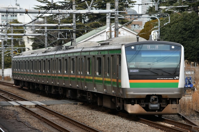 【JR東】E233系U228編成東京総合車両センター入場回送を原宿駅で撮影した写真