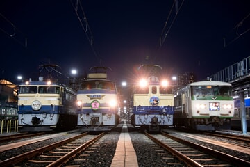 【JR東】EF65-501/EF66-27/EF65-1115「往年の名機、一堂に会す撮影会」(夜の部）