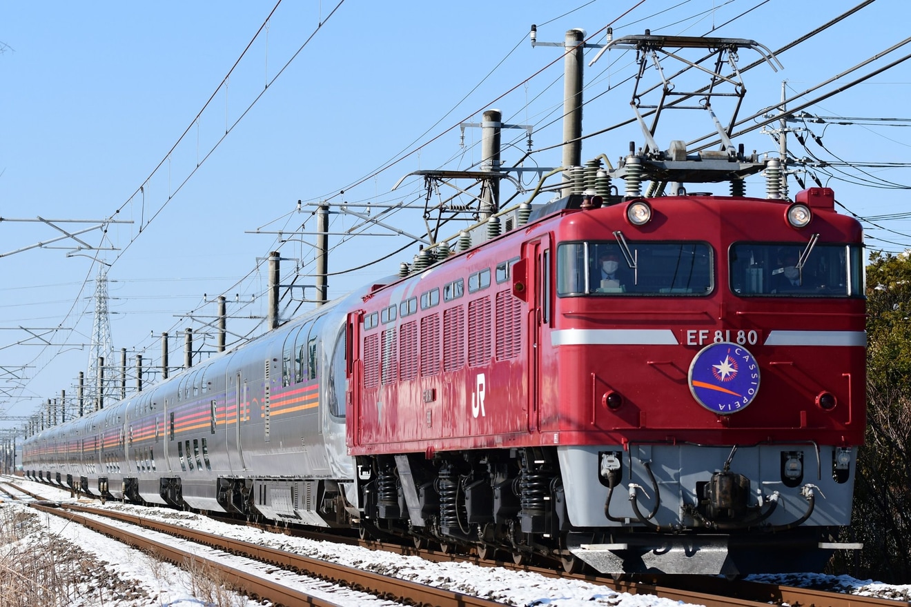 【JR東】EF81-80牽引仙台行きカシオペア紀行運転の拡大写真
