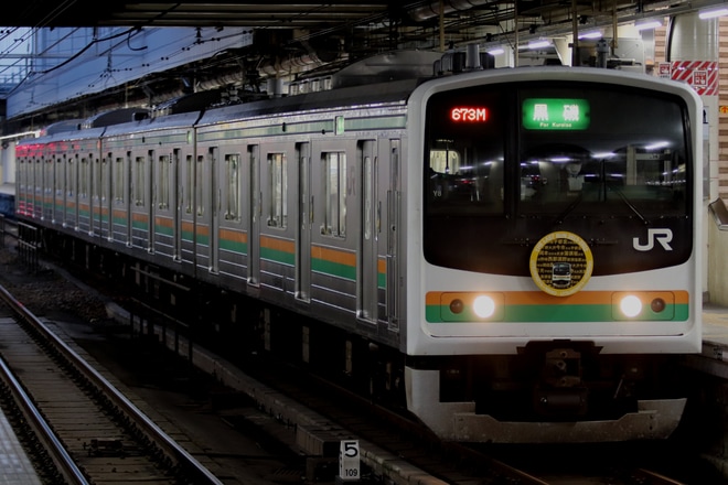 【JR東】205系600番台にさよならヘッドマークが掲出されるを宇都宮駅で撮影した写真