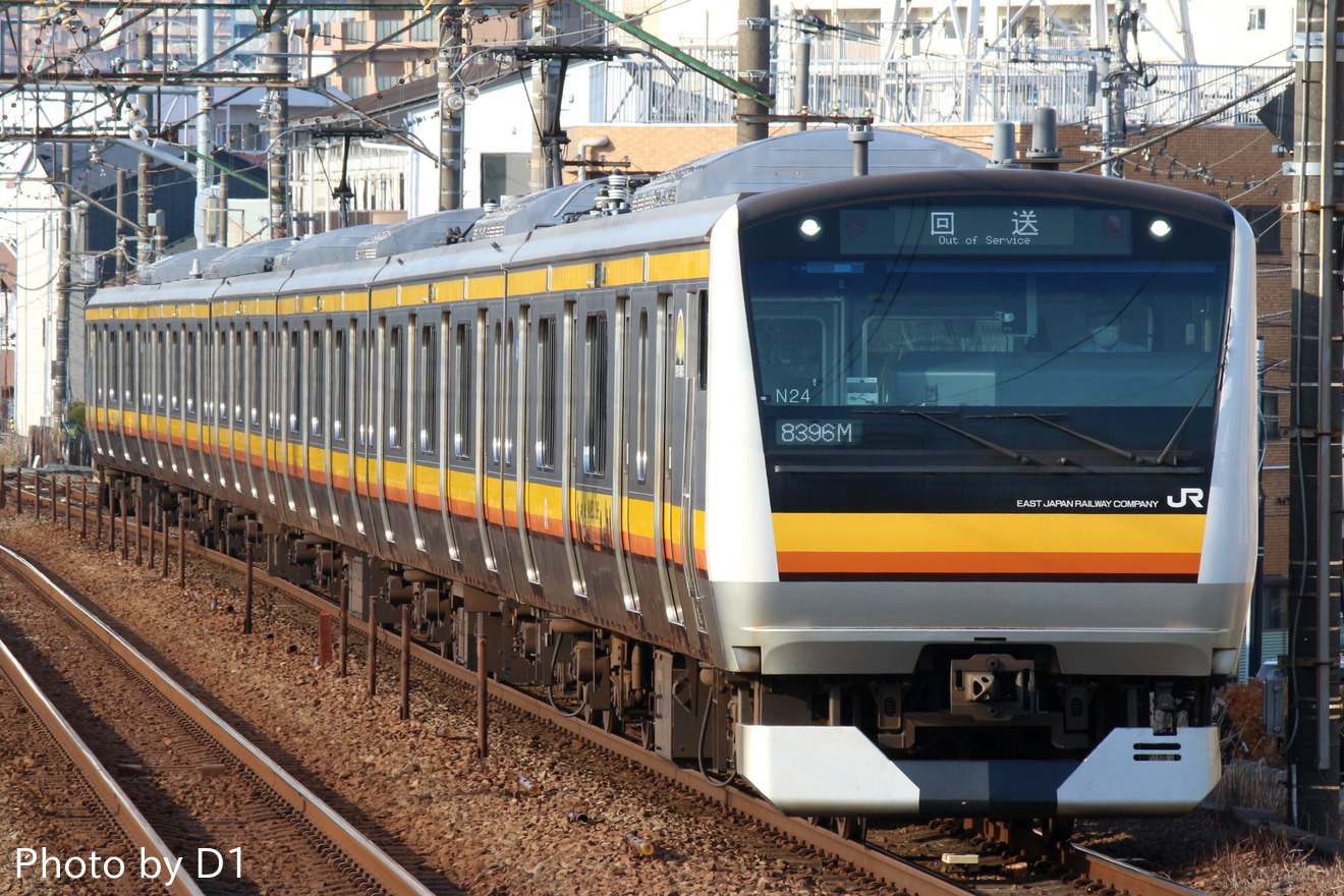 【JR東】E233系ナハN24編成 国府津車輪転削回送の拡大写真