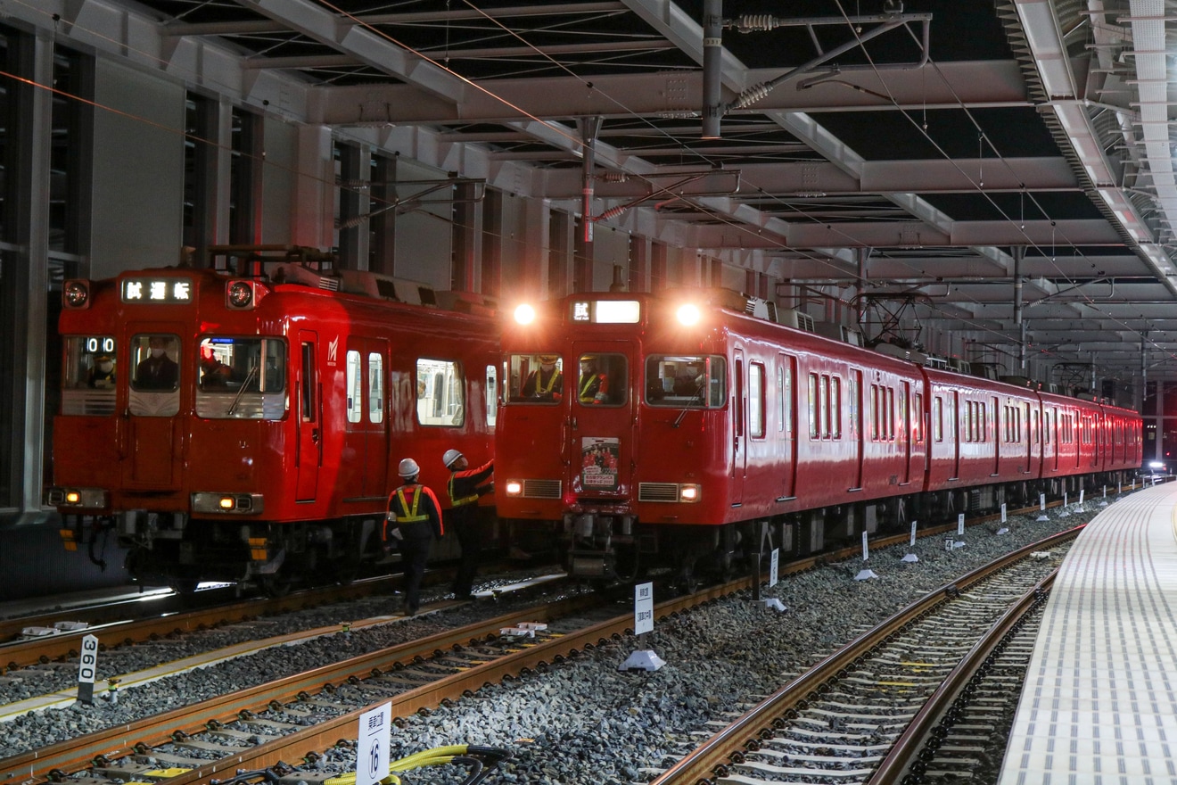 【名鉄】名鉄布袋駅高架化完了に伴う留置線の試運転列車の拡大写真