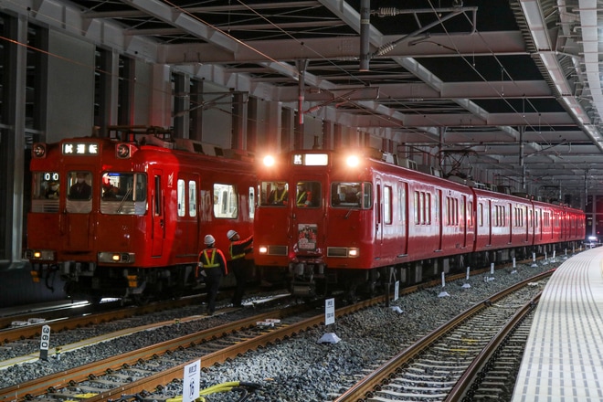 【名鉄】名鉄布袋駅高架化完了に伴う留置線の試運転列車を布袋駅で撮影した写真