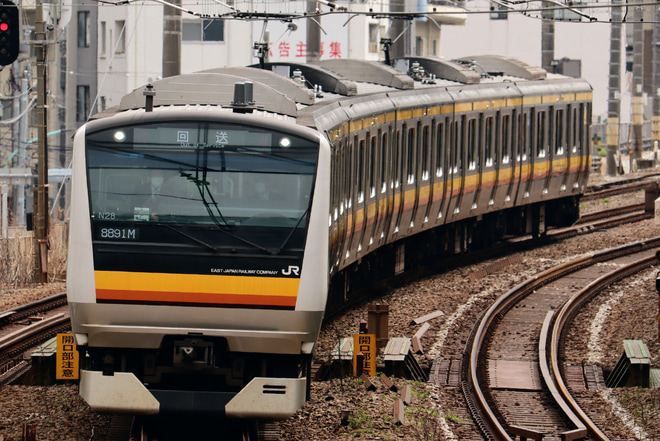 【JR東】E233系N28編成東京総合車両センター入場回送を渋谷～恵比寿間で撮影した写真