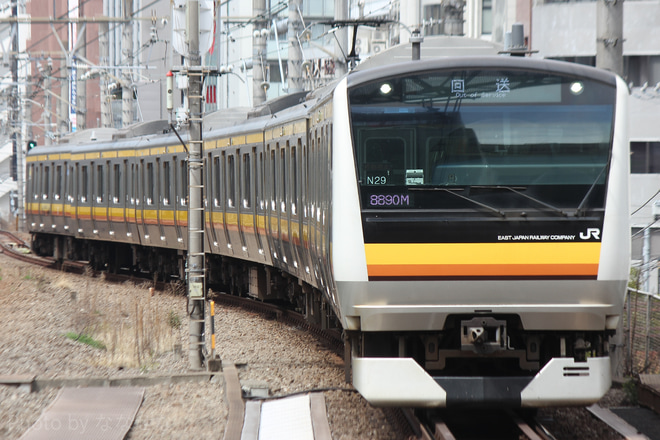 【JR東】E233系ナハN29編成 東京総合車両センター入場を恵比寿駅で撮影した写真