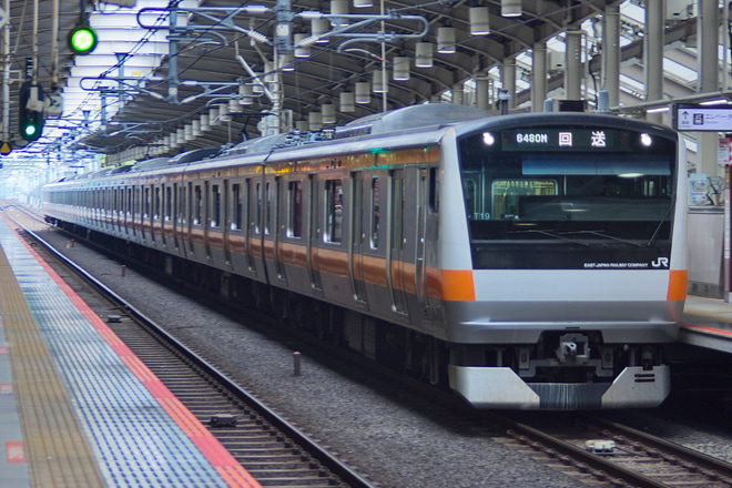 【JR東】E233系T19編成東京総合車両センター入場回送を武蔵境駅で撮影した写真
