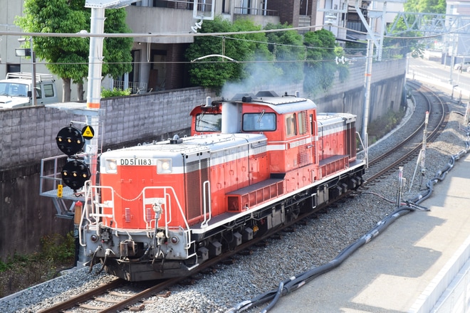 【JR西】DD51-1183・1109　奈良線線路切替工事後の試運転