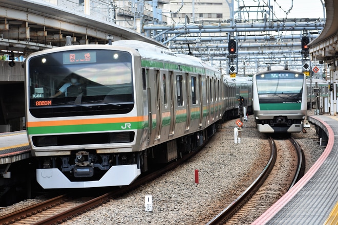 【JR東】E231系K-04編成東京総合車両センター出場回送を大崎駅で撮影した写真