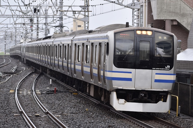 【JR東】E217系Y-130編成+Y-7編成疎開回送を市川駅で撮影した写真