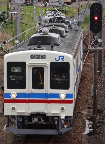 【JR西】105系K-02編成が懐かしの105系カラーになり構内試運転