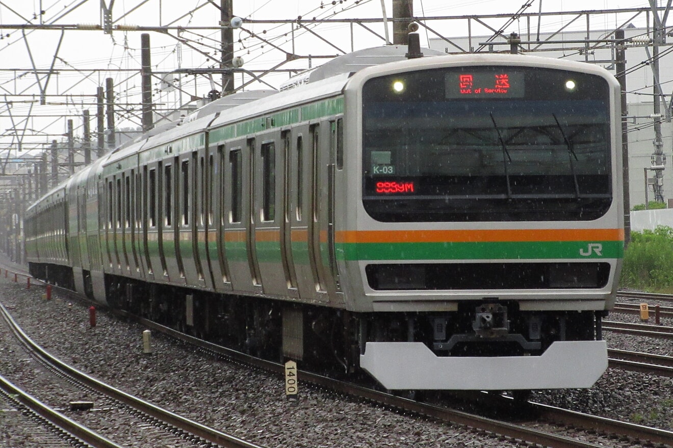 【JR東】E231系コツK-03編成 東京総合車両センター出場回送の拡大写真