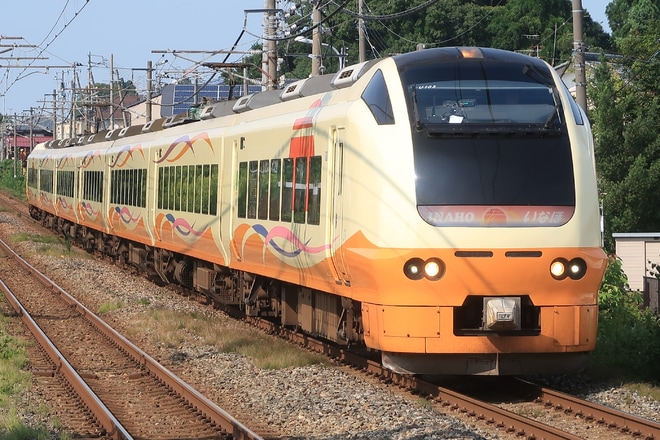 【JR東】E653系使用 臨時特急「しらゆき92号」を古津駅で撮影した写真