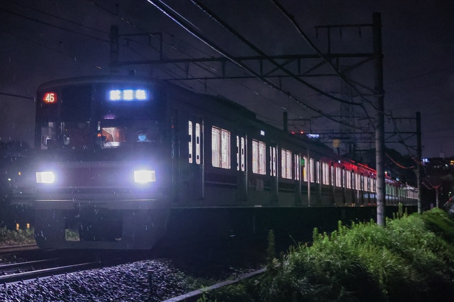 【東急】3000系3101F(8連)が田園都市線で夜間試運転を不明で撮影した写真