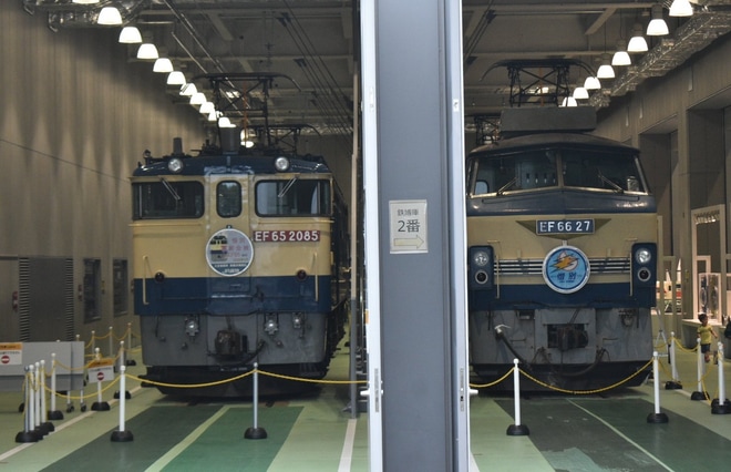 【JR西】「JR貨物の電気機関車とコンテナ貨車の特別展示」でEF66-27、EF65-2085などが展示