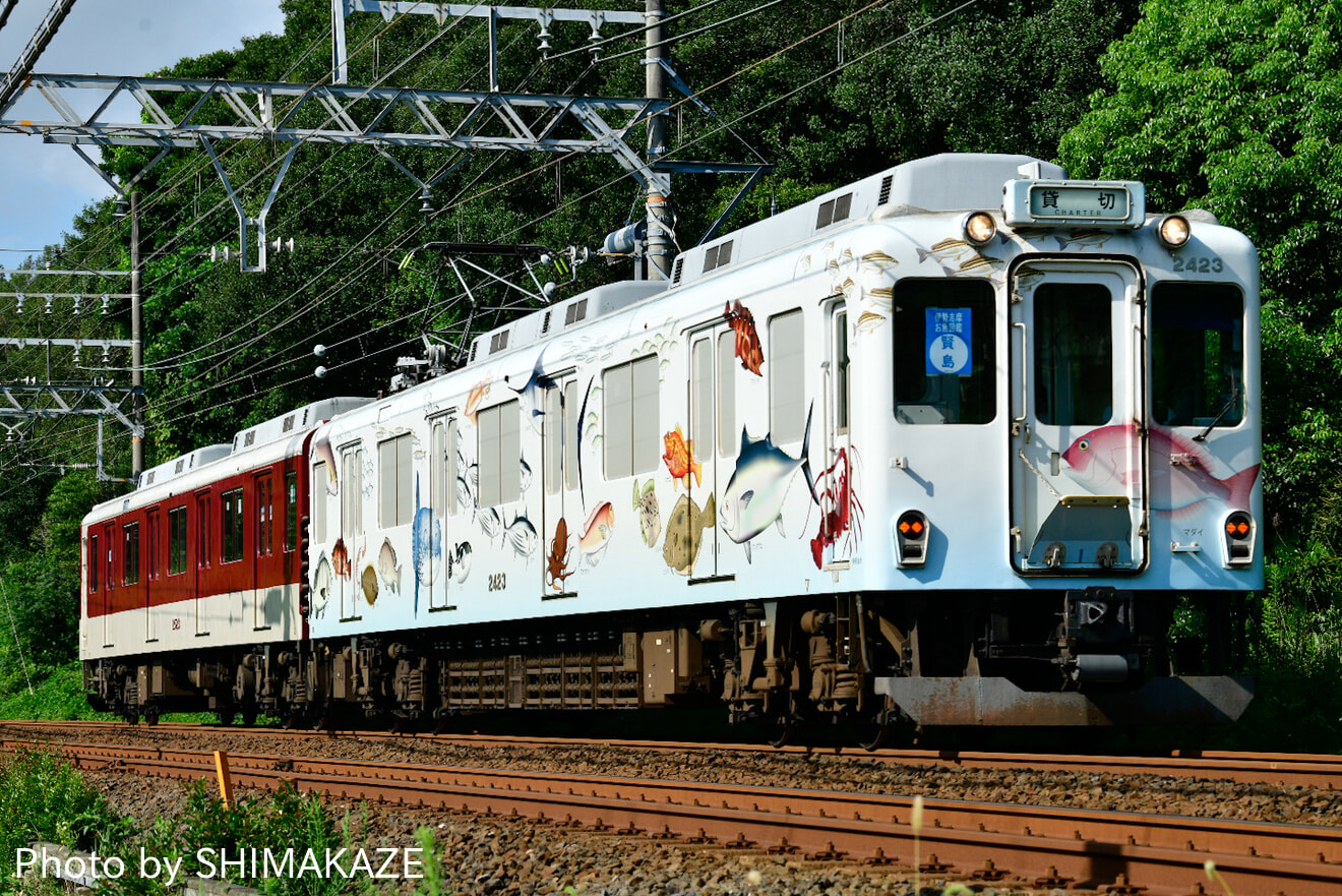 【近鉄】2410系 W23「お魚図鑑」を使用した貸切列車の拡大写真