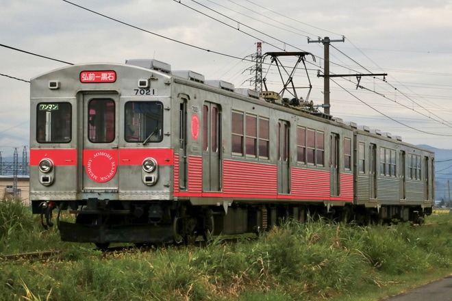 【弘南】ピンク色のアート列車が運転