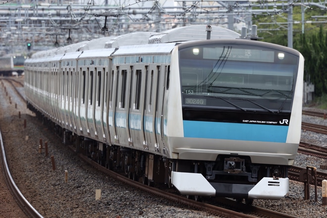 【JR東】E233系サイ153編成東京総合車両センター出場回送を不明で撮影した写真