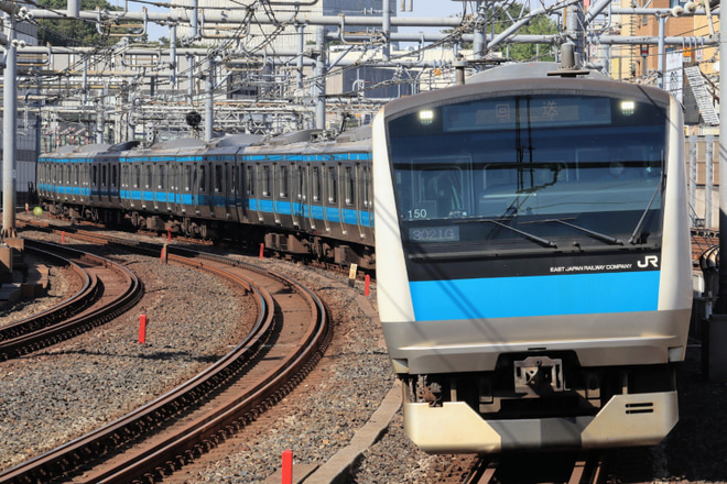 【JR東】E233系サイ150編成東京総合車両センター入場回送を御徒町駅で撮影した写真