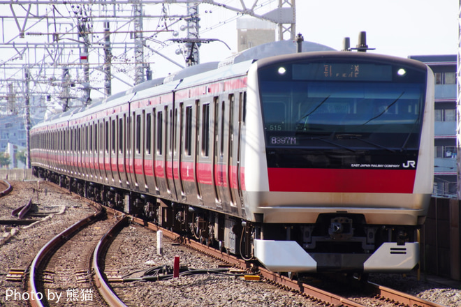 【JR東】E233系ケヨ515編成 東京総合車両センター出場を市川駅で撮影した写真