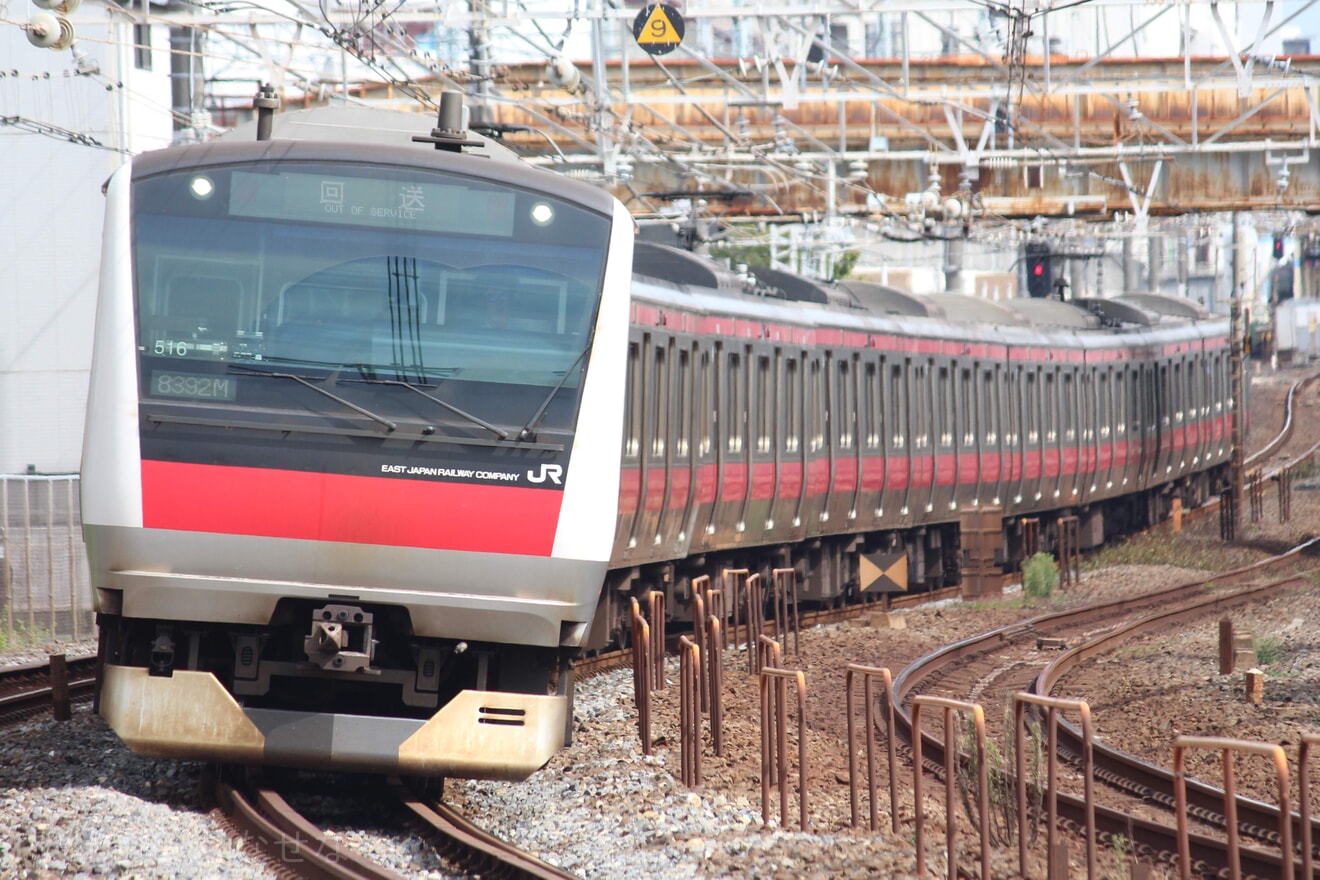 【JR東】E233系ケヨ516編成 東京総合車両センター入場(2022)の拡大写真