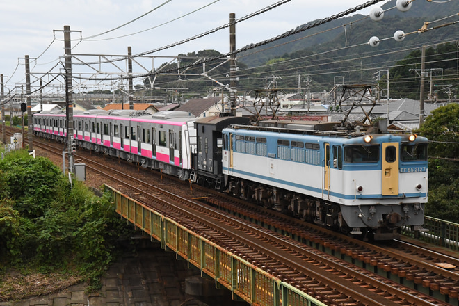 【新京成】80000形80036編成甲種輸送を用宗～安倍川間で撮影した写真