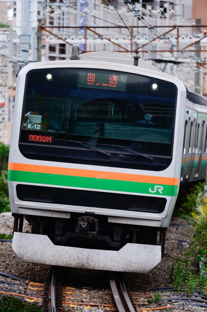 【JR東】E231系K-12編成東京総合車両センター出場回送を武蔵小杉駅で撮影した写真