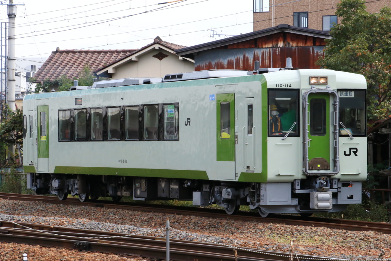 【JR東】キハ110-114長野総合車両センター構内試運転の拡大写真