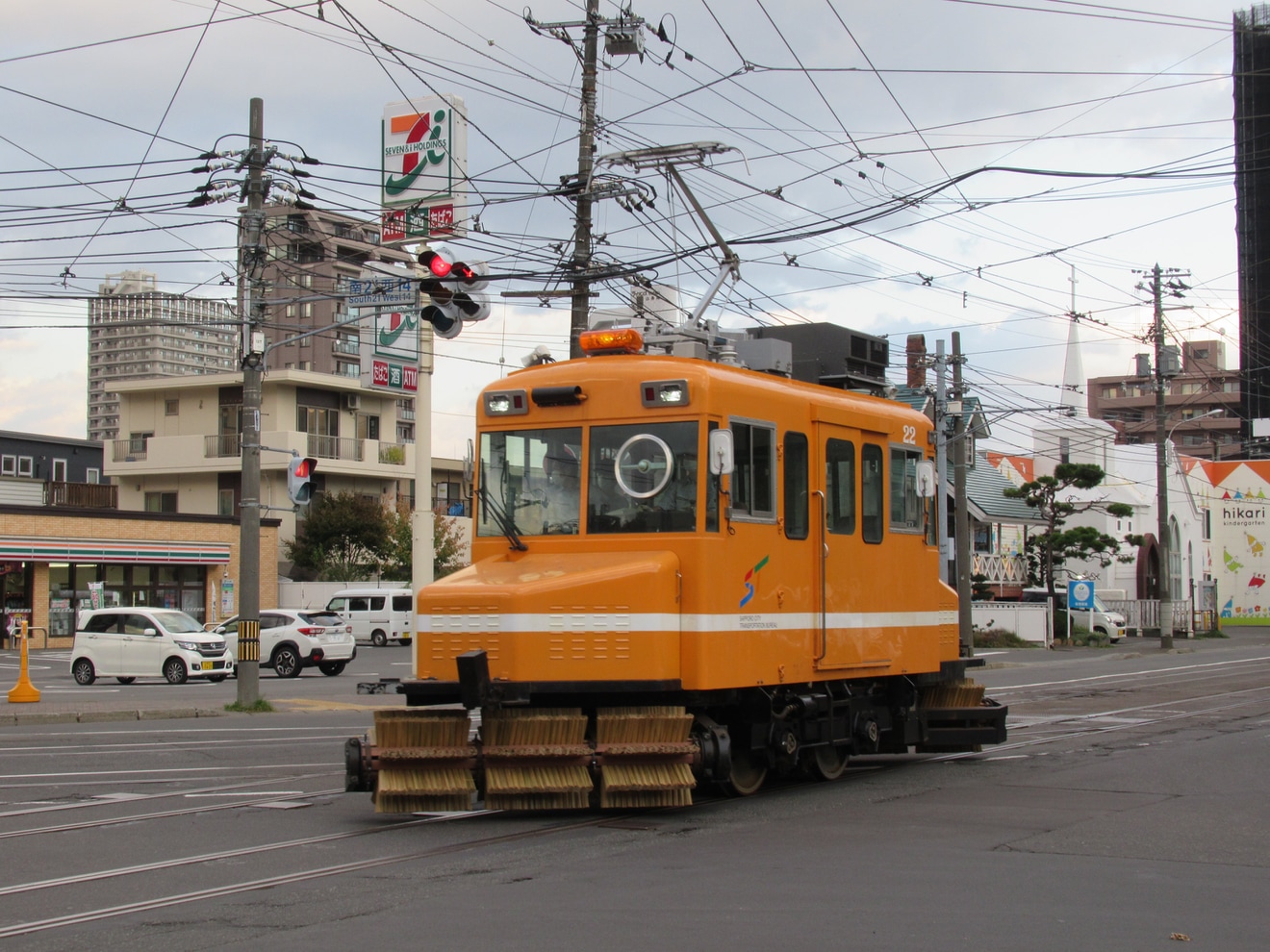 【札幌市交】雪20形雪22号(ササラ電車)試運転の拡大写真